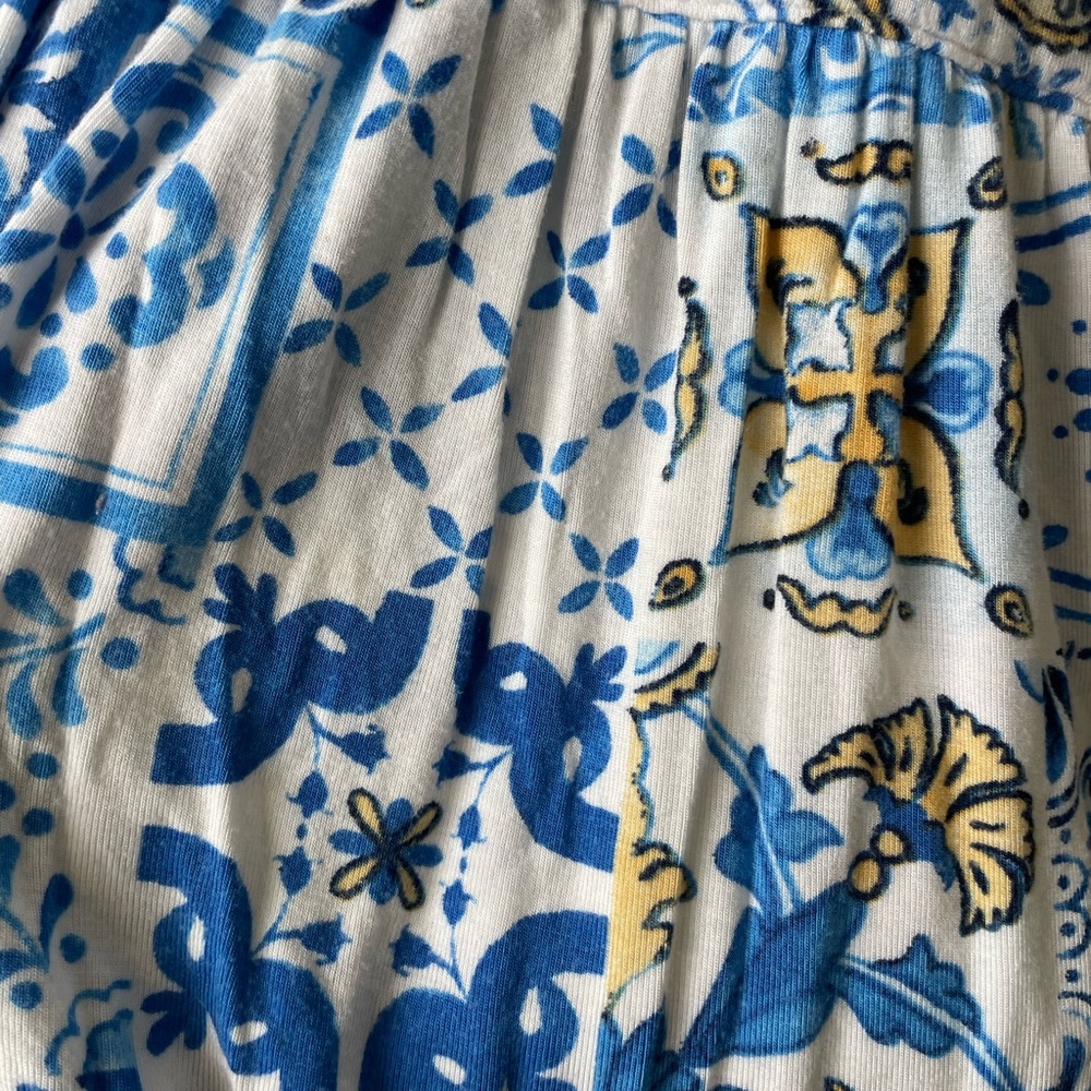 Posh Peanut Blue and Yellow Bamboo Bubble Romper with Ruffle Strap Details - Picture 3 of 4